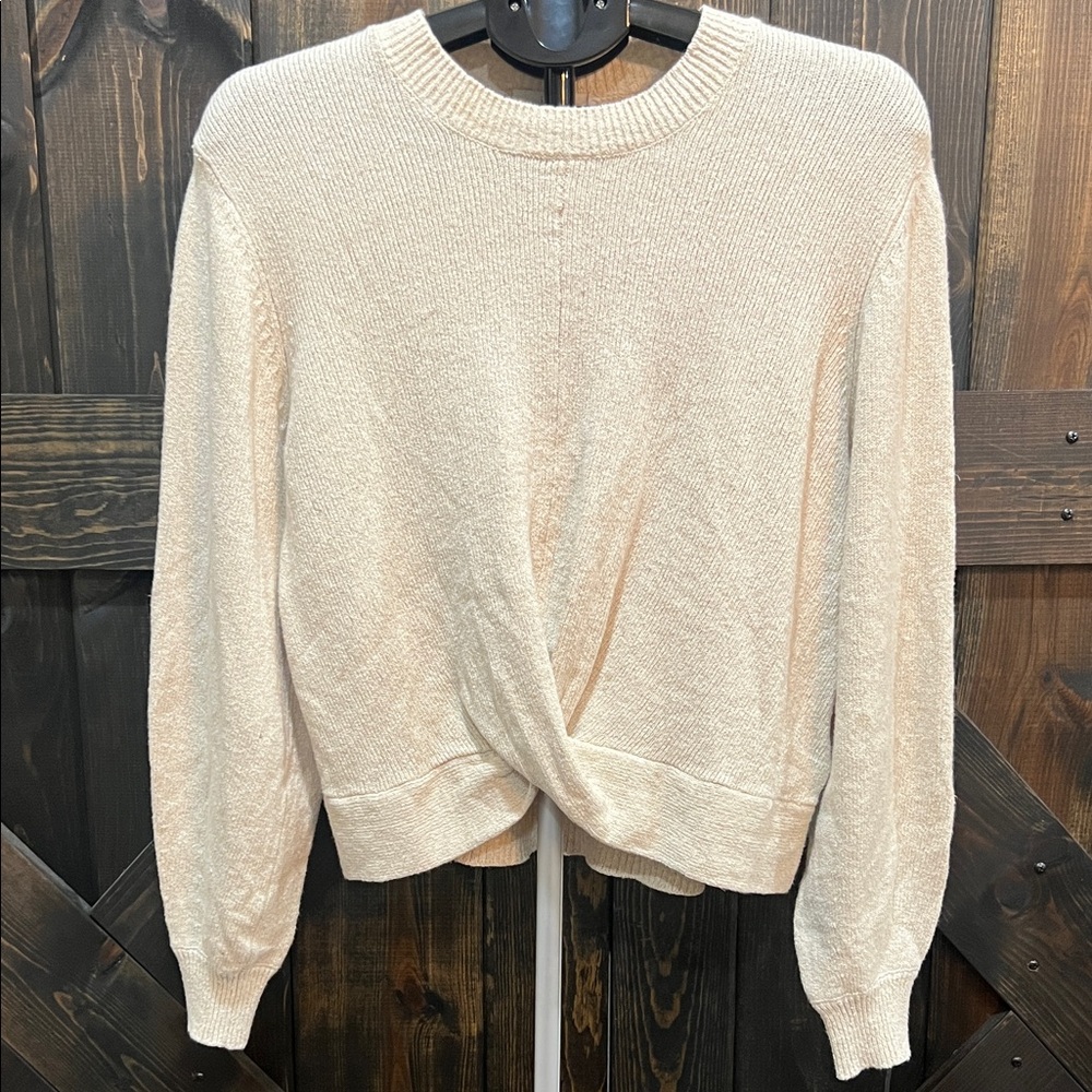 Joie Twist Front Cotton Linen Sweater Size M Cream Soft Slightly‎ Cropped Boho